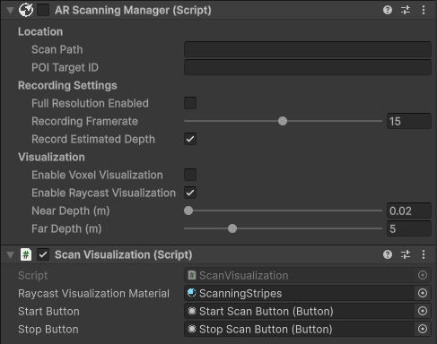 The components in the Inspector with the settings and serialized fields configured