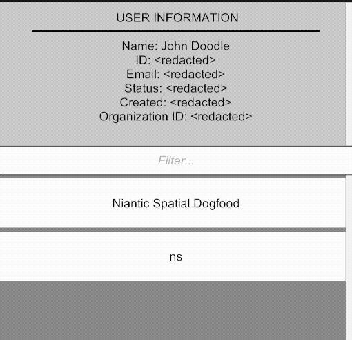 Sites API visualization showing organization information and loading sites